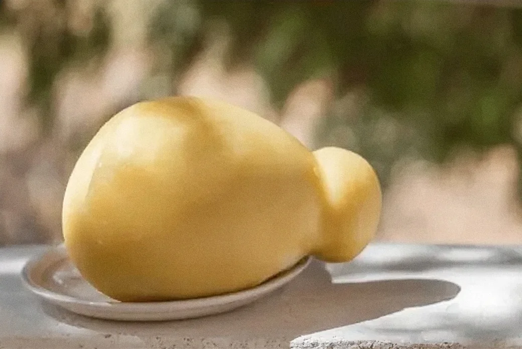 Una forma di Caciocavallo Silano su un piattino